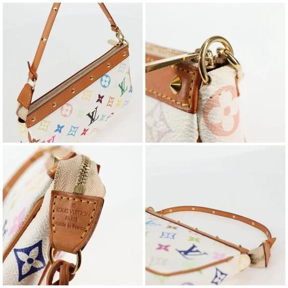 LOUIS VUITTON Monogram Multicolor Pochette Pouch White M92649 LV Auth 135504V Bags